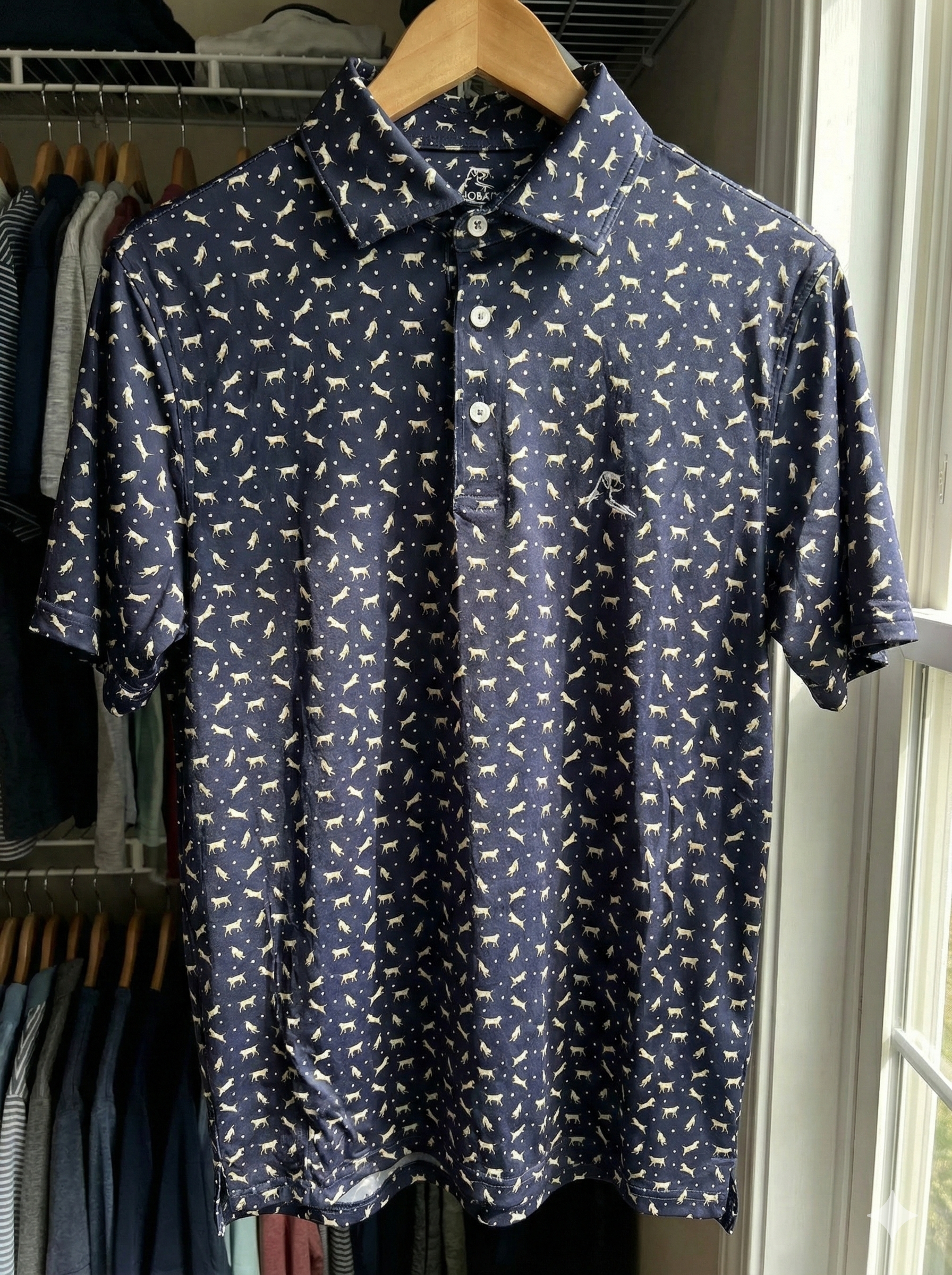 The Golden Retriever Men's Performance Polo | Dog & Tennis Ball Style