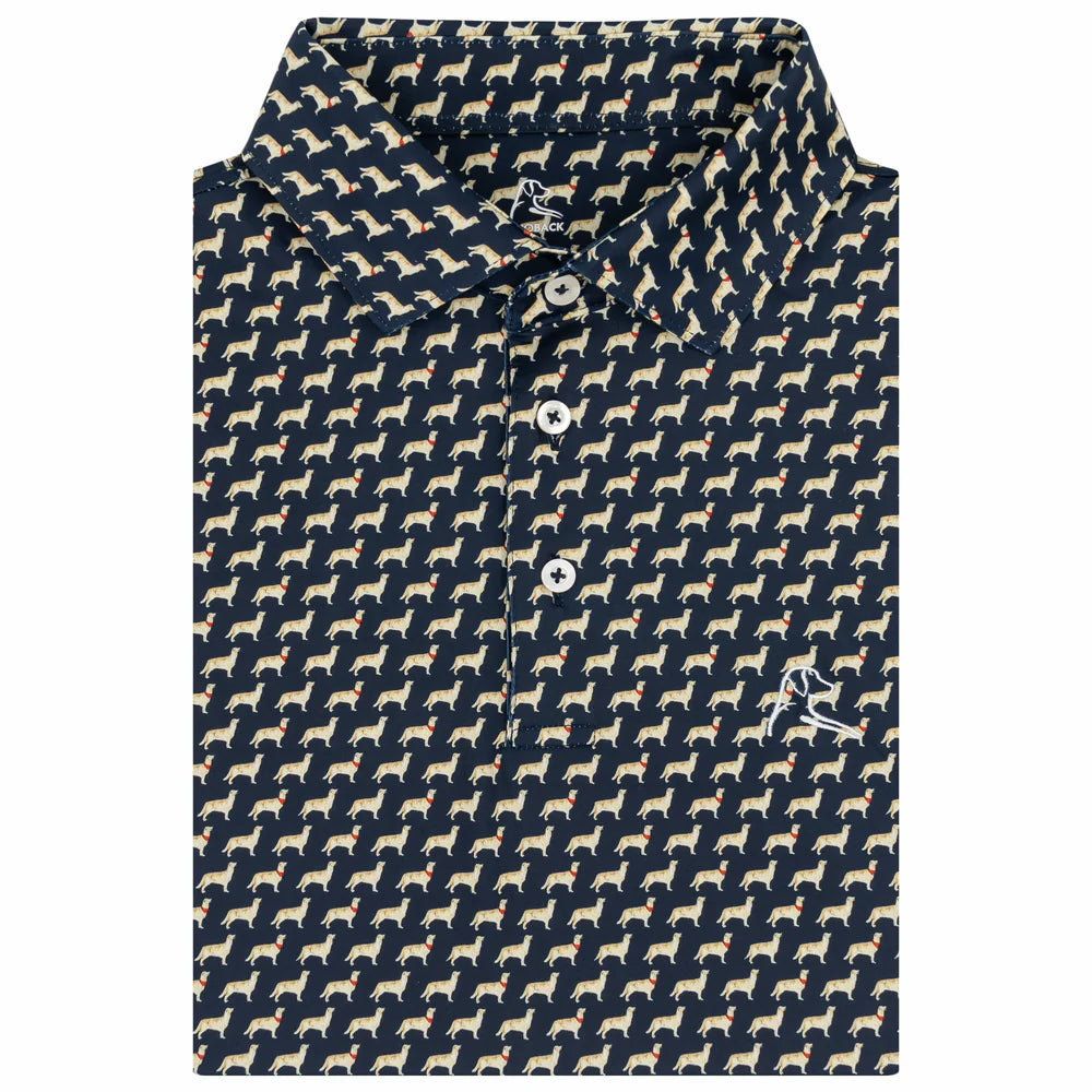The Golden Retriever Men's Performance Polo | Dog & Tennis Ball Style